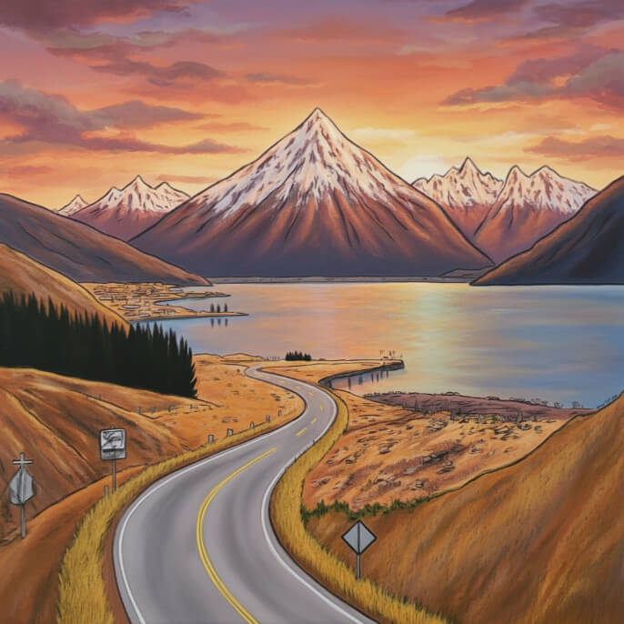 Snow capped Aoraki Mount Cook mountain in New Zealand.