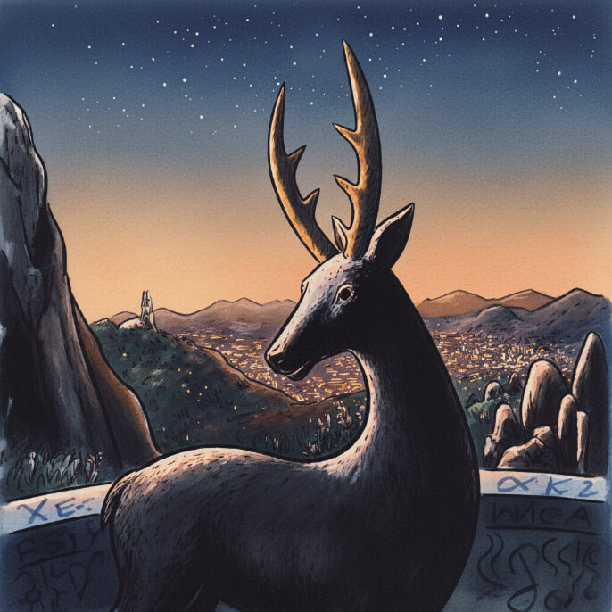 Picos Potes deer statue in Spain.