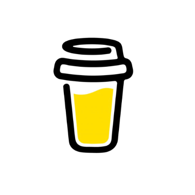 A cartoon cup of coffee.