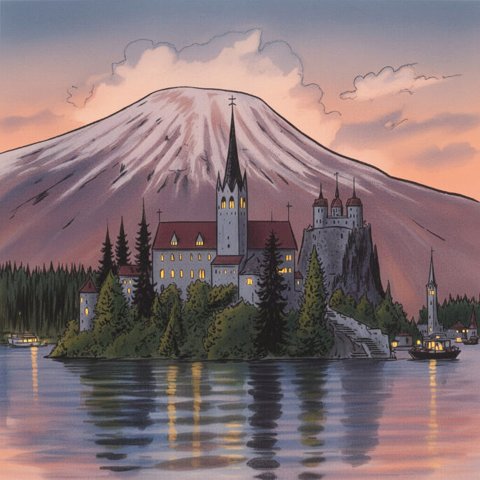 Church of the Assumption of Mary on Lake Bled in Slovenia.