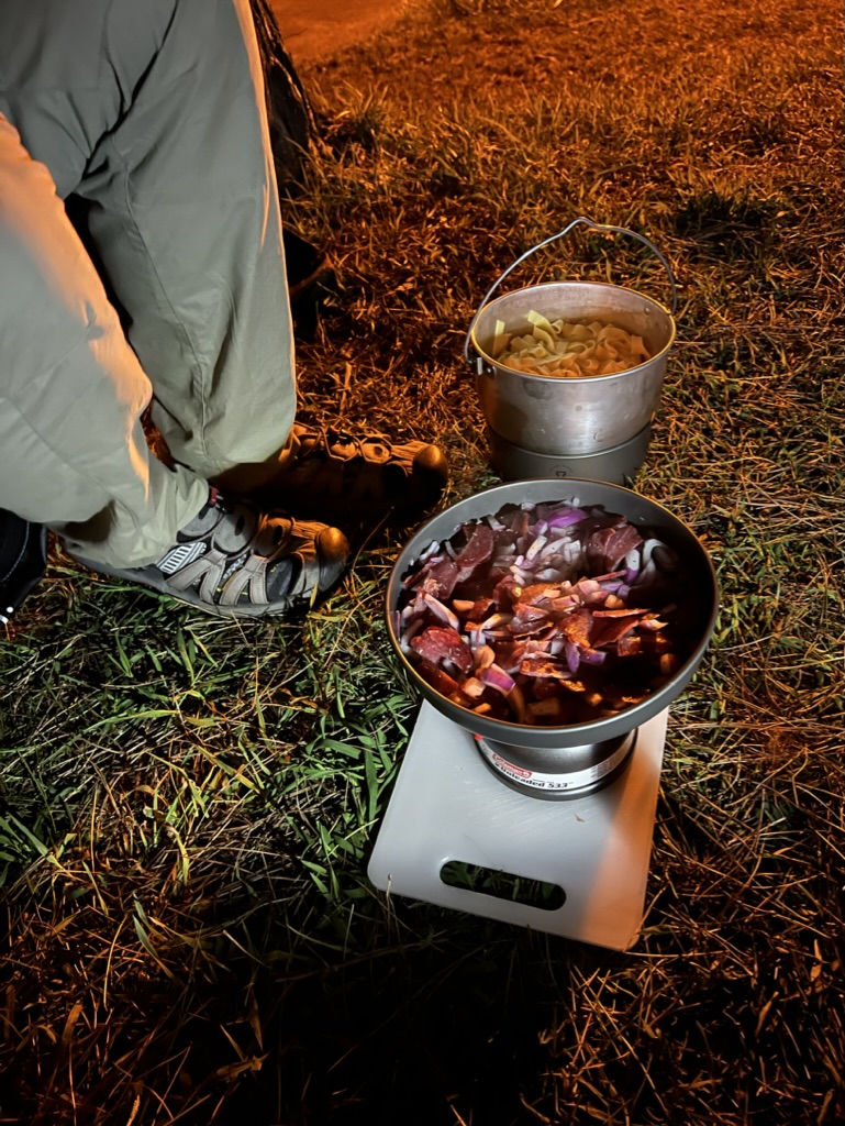 Cooking at camp.